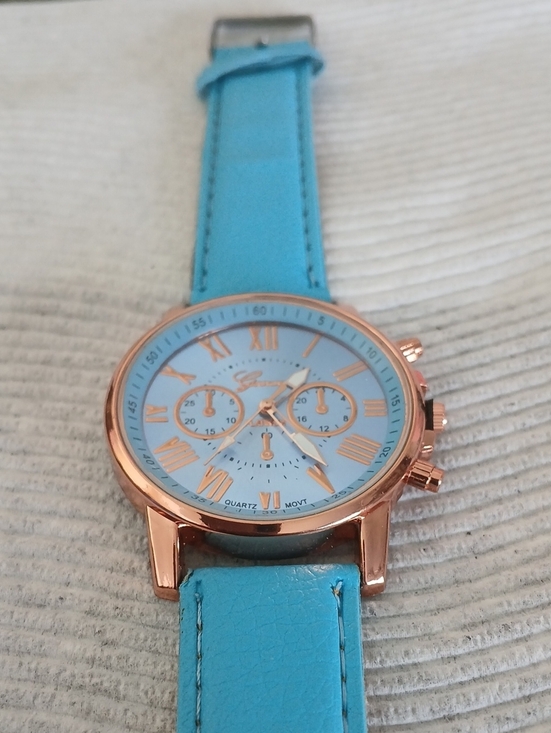 Women\'s Turquoise Blue Leather Strap Watch with Rose Gold Case main image 4